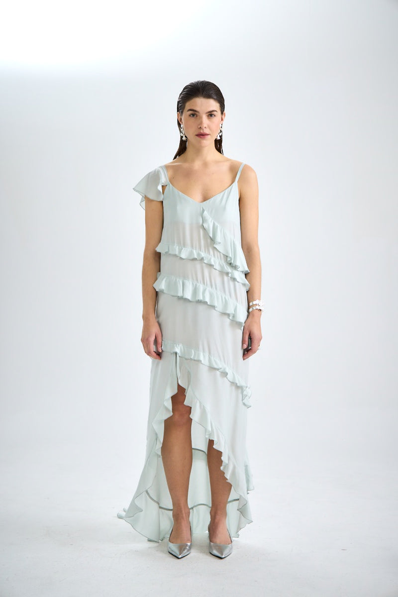 USVA frill slip maxi dress - UNIQUE PIECE