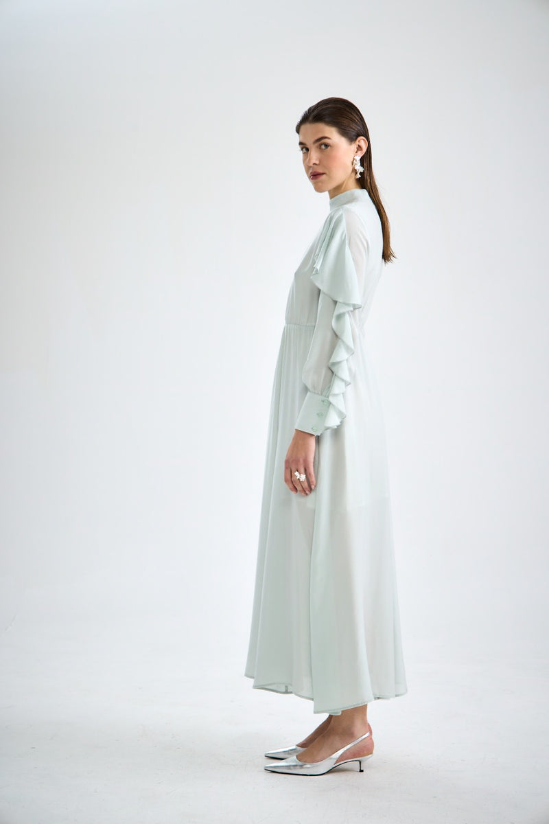 USVA frill sleeve maxi dress