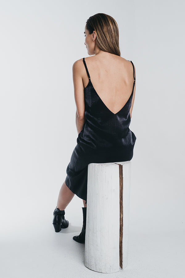 KAAMOS slip dress in black - UNIQUE SAMPLE