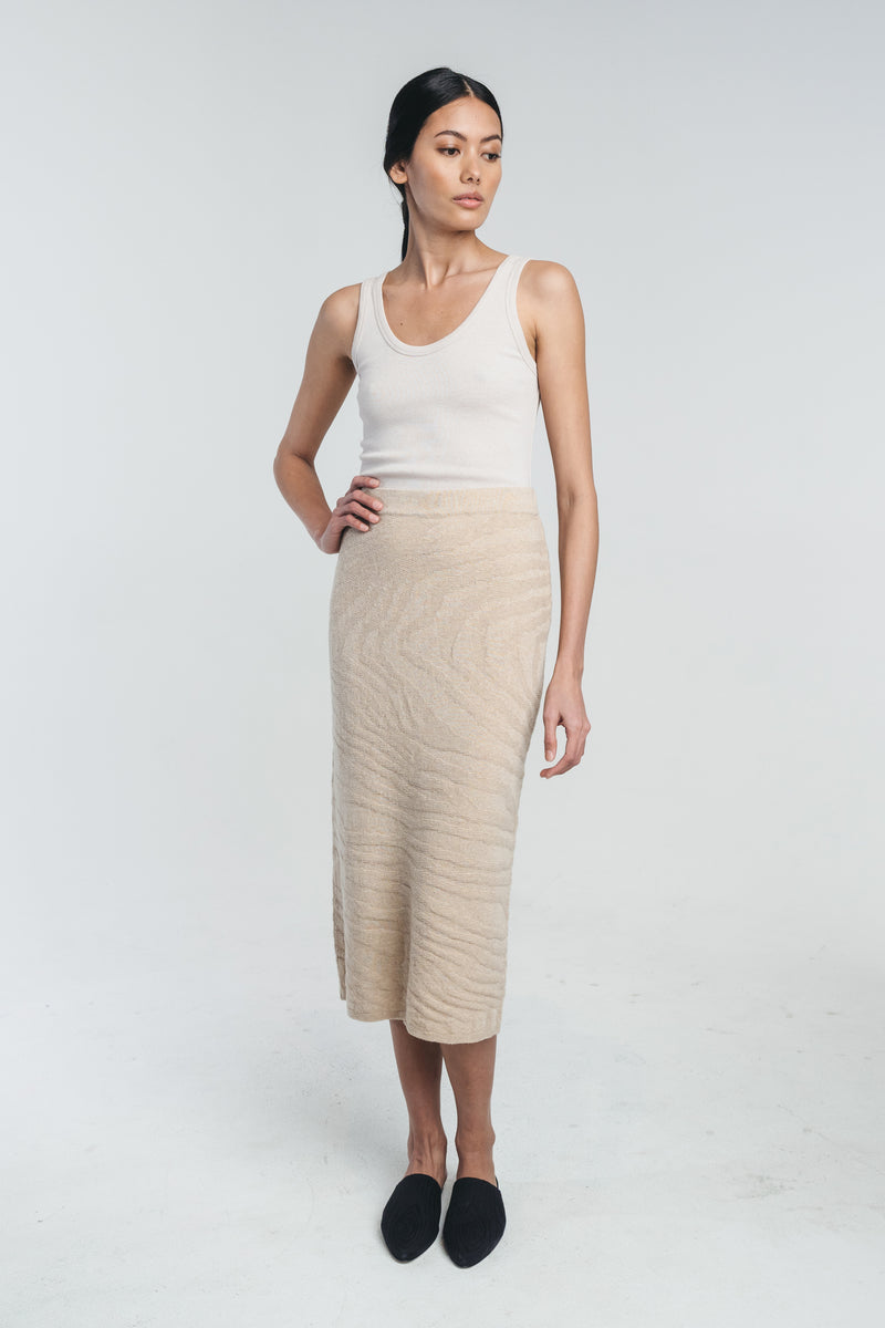 KAARNA cashmere skirt in sand - SAMPLE