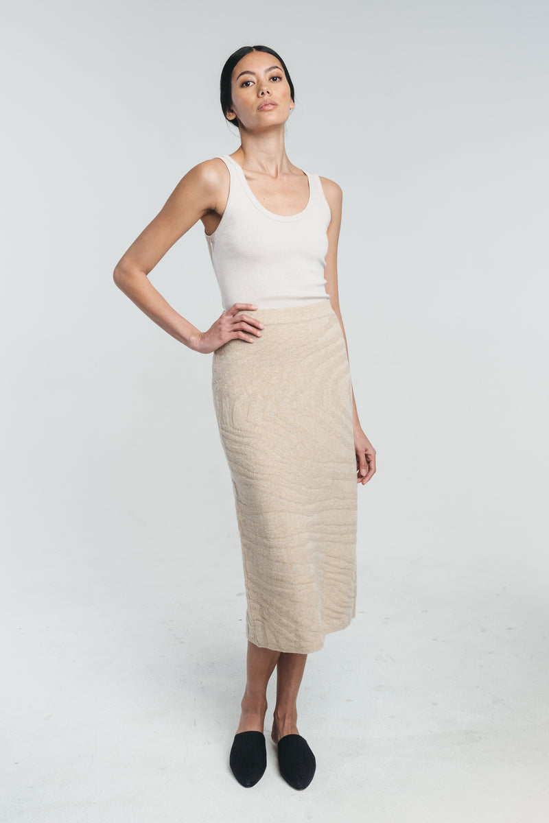 KAARNA cashmere skirt in sand - SAMPLE