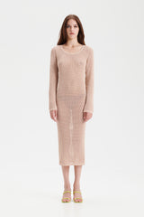 KAJO knitted mesh dress in powder - UNIQUE PIECE