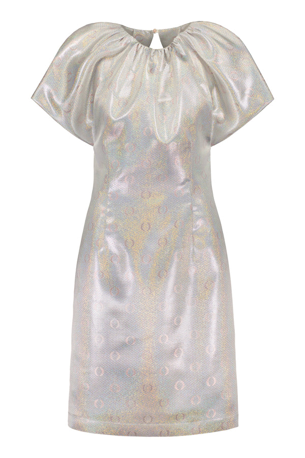 O-logo sequin jacquard dress in hologram - UNIQUE PIECE