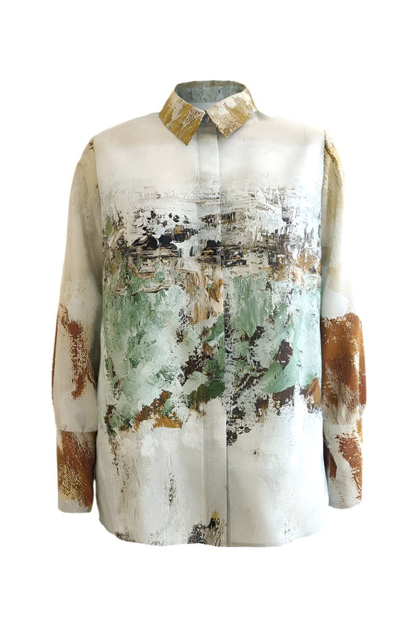 REIDAR silk cotton collar shirt