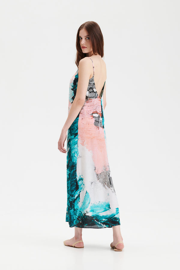 REIDAR ocean maxi slip dress in Arctic ocean