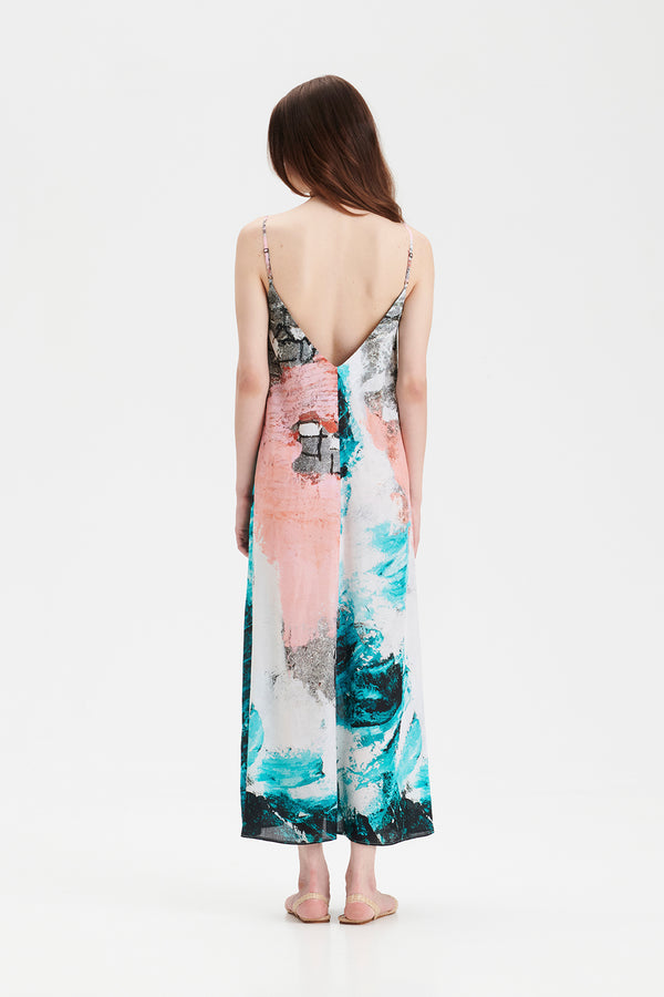 REIDAR ocean maxi slip dress in Arctic ocean