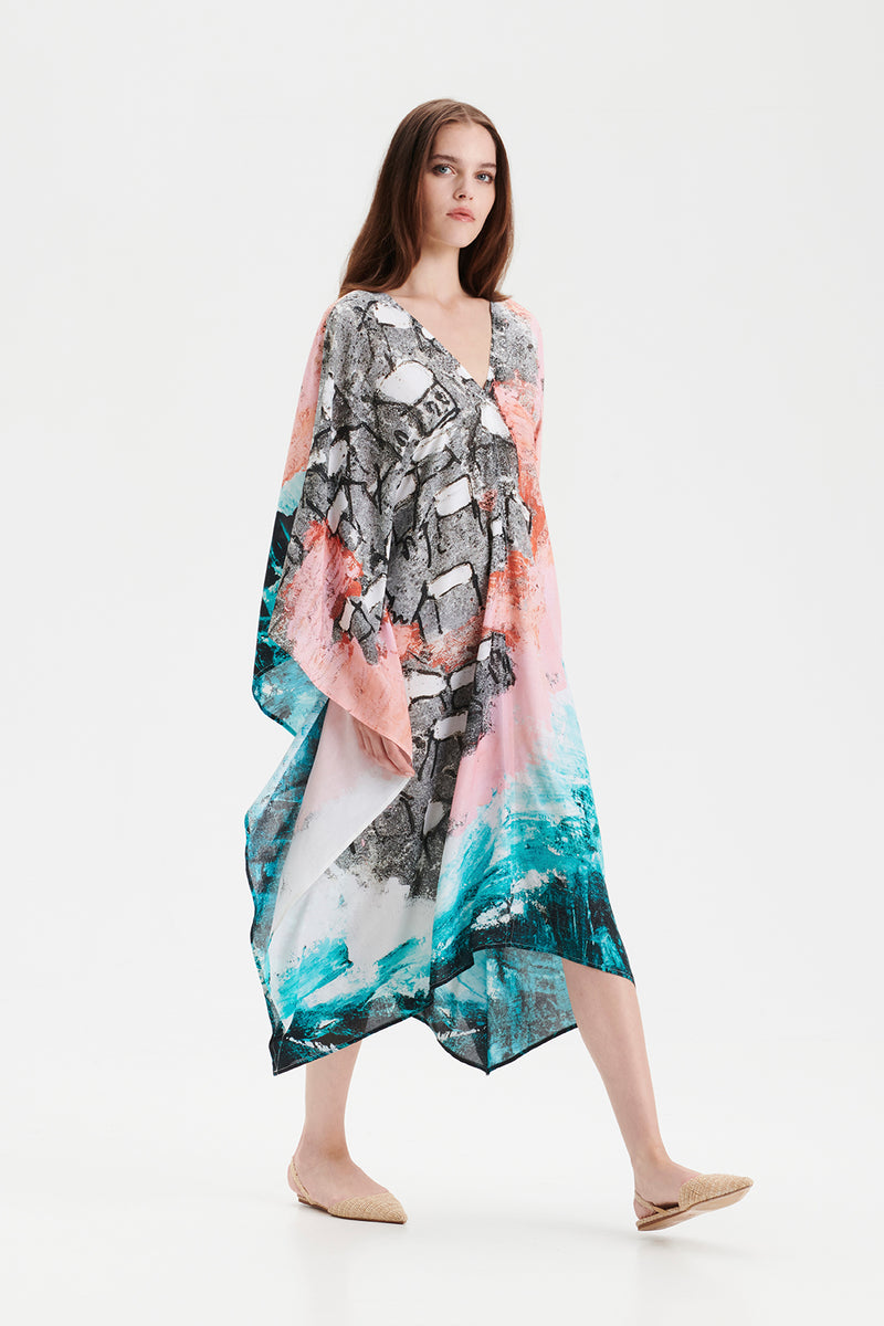 REIDAR ocean scarf dress in Arctic ocean