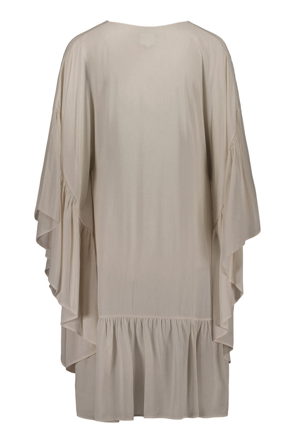 USVA frill kaftan dress in sand