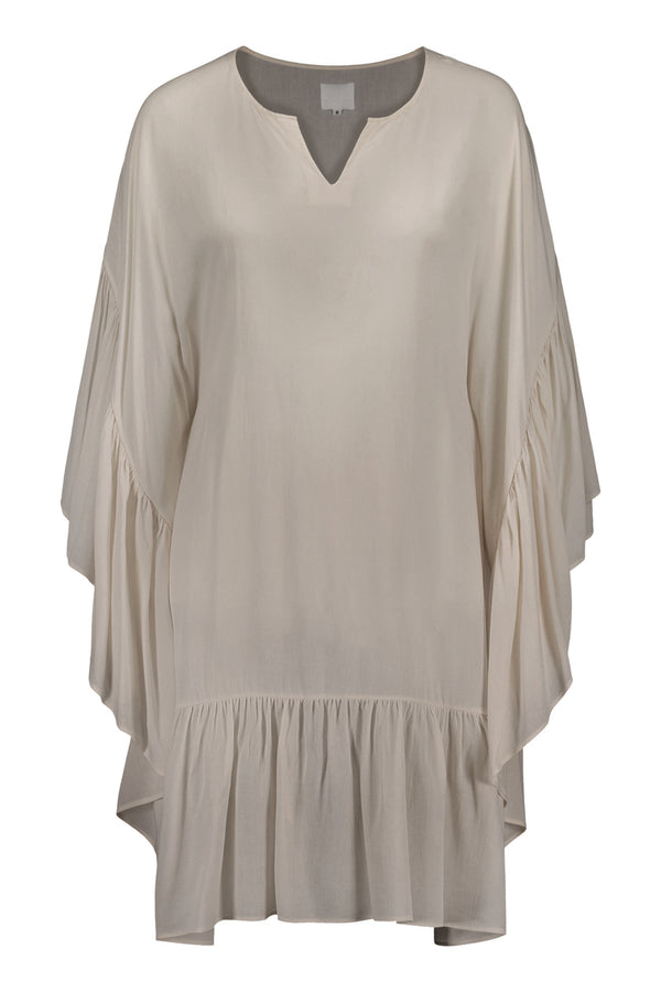 USVA frill kaftan dress in sand