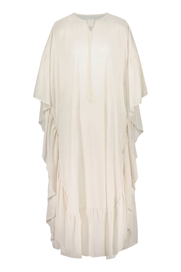 USVA maxi frill dress in cream - UNIQUE SAMPLE