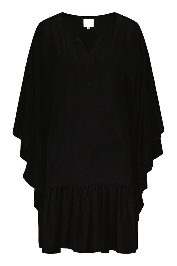 USVA frill kaftan dress in black