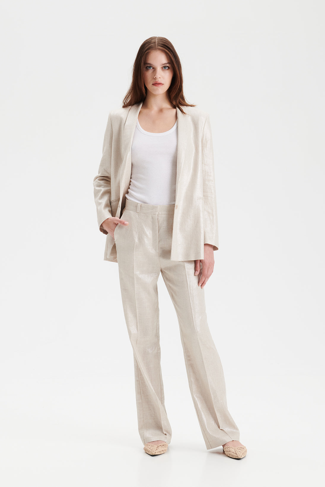 PETRONELLA linen suit pants in silver – hálo