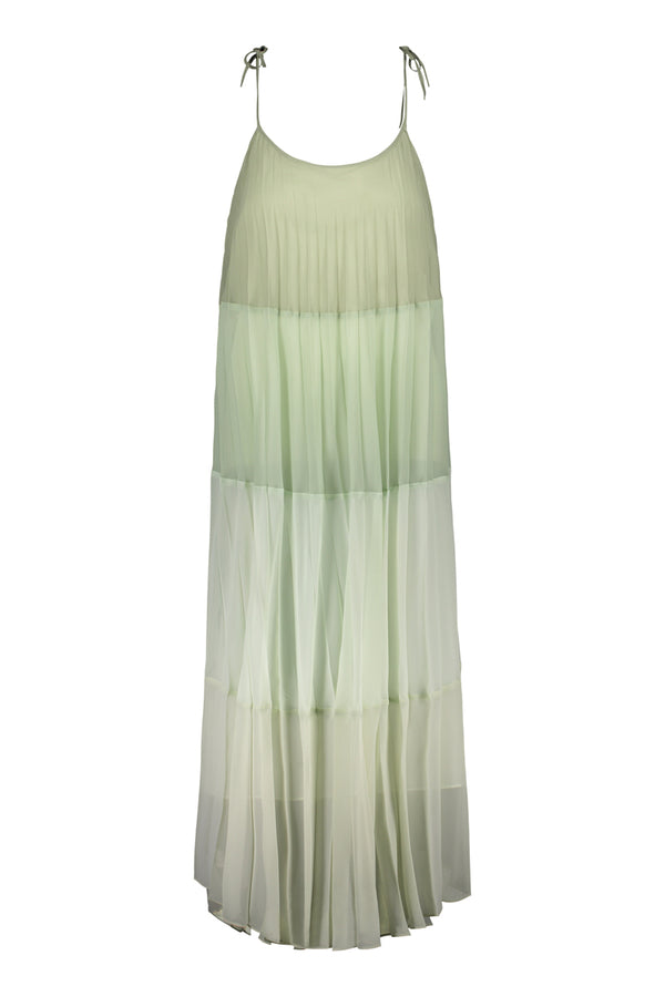 Kajo pleated maxi dress. Front picture of the product. Hálo from north