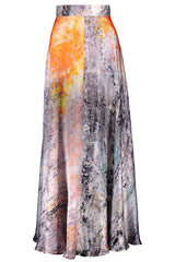 Reidar maxi skirt in black and white with a hint of orange. Front picture of the product. Hálo x Reidar Särestöniemi EXCLUSIVE