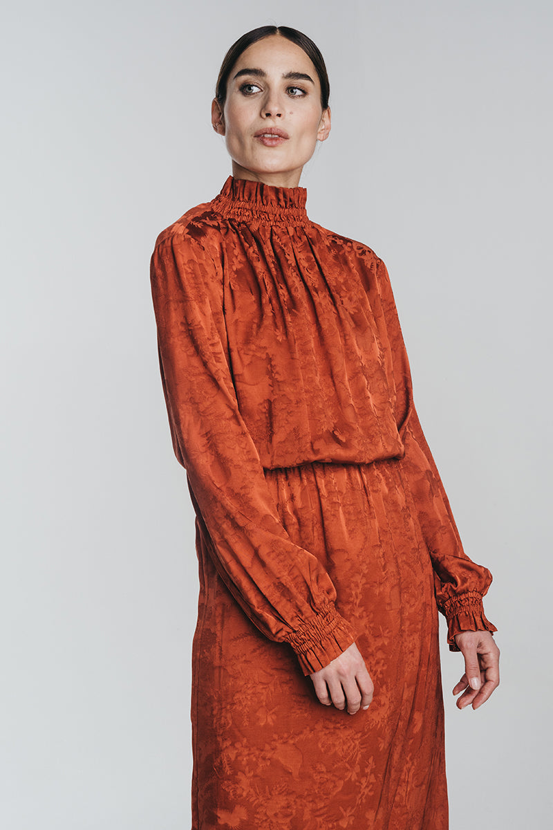 RUSKA midi dress in copper