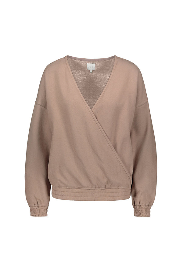 Tundra woolen wrap college in taupe. Front picture of the product. Hálo from north