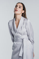 KAAMOS wrap dress in frost white