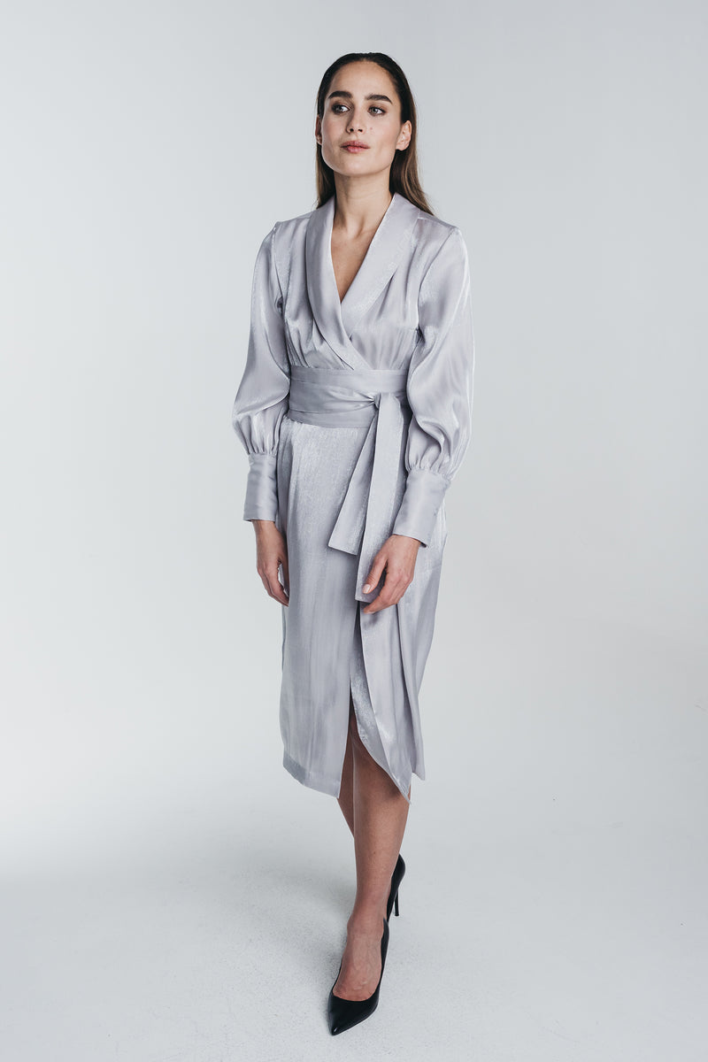 KAAMOS wrap dress in frost white