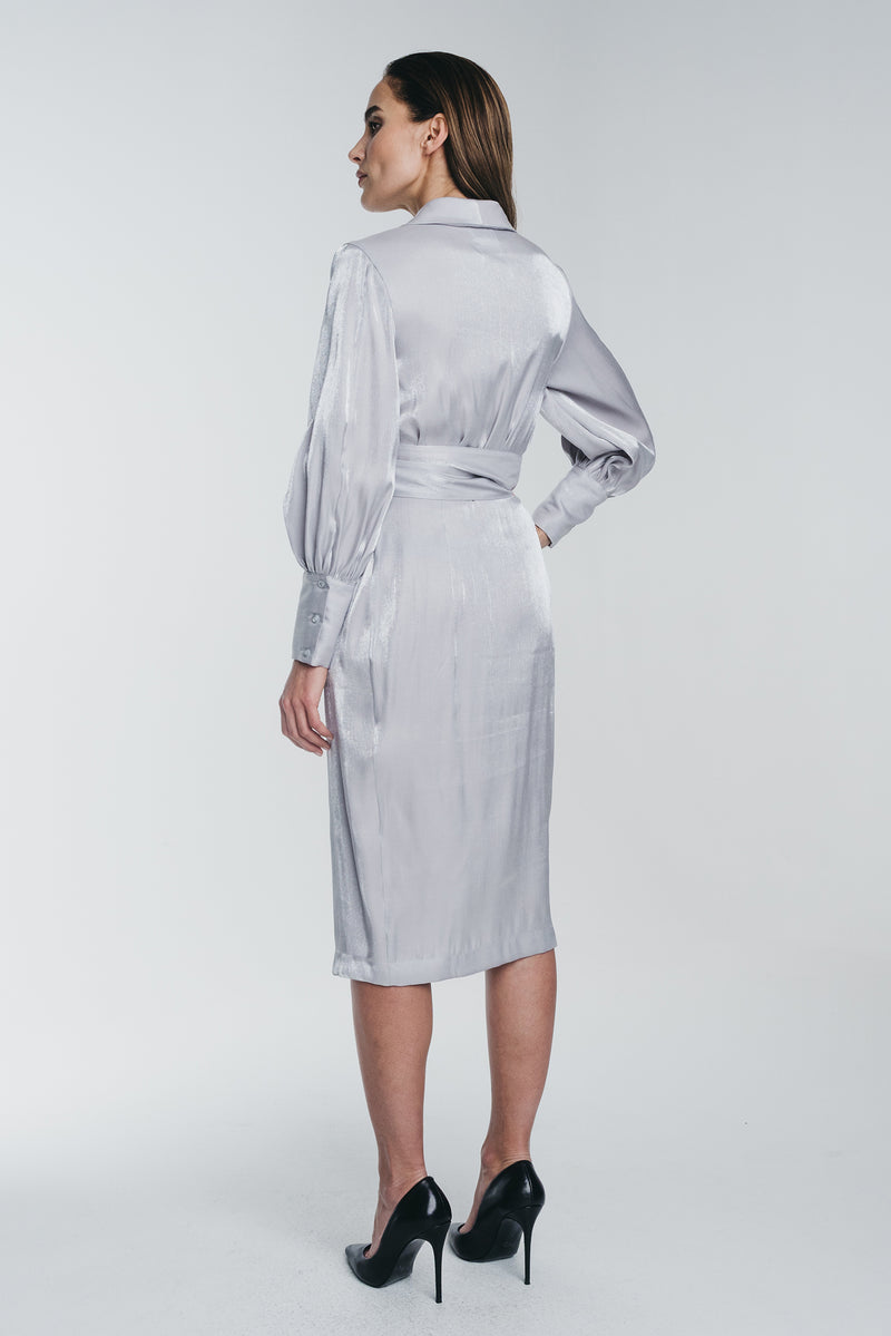 KAAMOS wrap dress in frost white